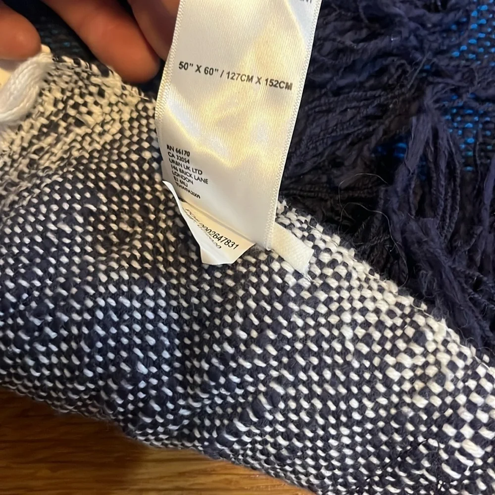 Anthropologie All Roads Bloomfield Throw Blanket Blues NWT